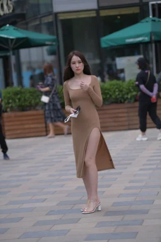 精选街拍作品 NO.3857 美丽修身长裙-米合兔
