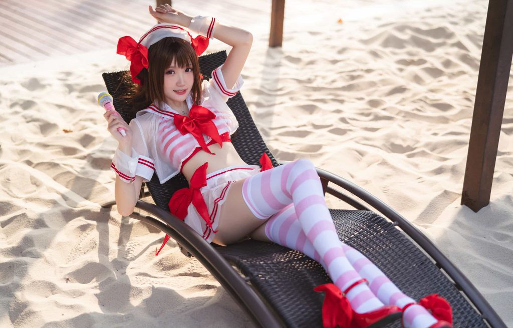 图片[1]-30P瓜希酱 岛村卯月 泳衣 沙滩 白丝 cosplay图片NO.010-米合兔